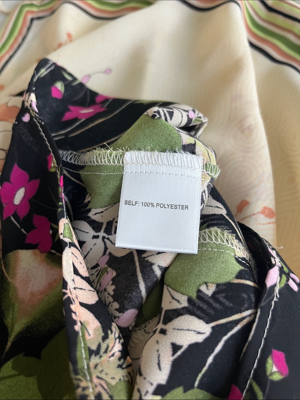 Rose & Olive Cream Floral Kimono Top with Green and Black Accents - Picture 7 of 7